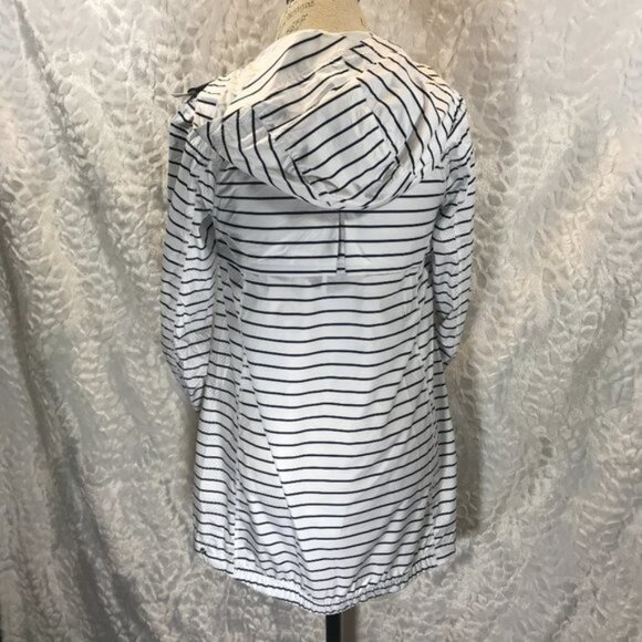 Lululemon Run In The Rain Jacket Quiet Stripe White Deep Indigo Sz 4 - Picture 7 of 15